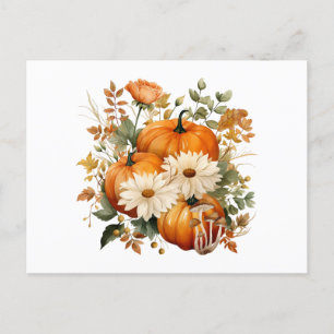 Cartes Pour Fêtes Annuelles Illustration Citrouille et Fleur d'automne