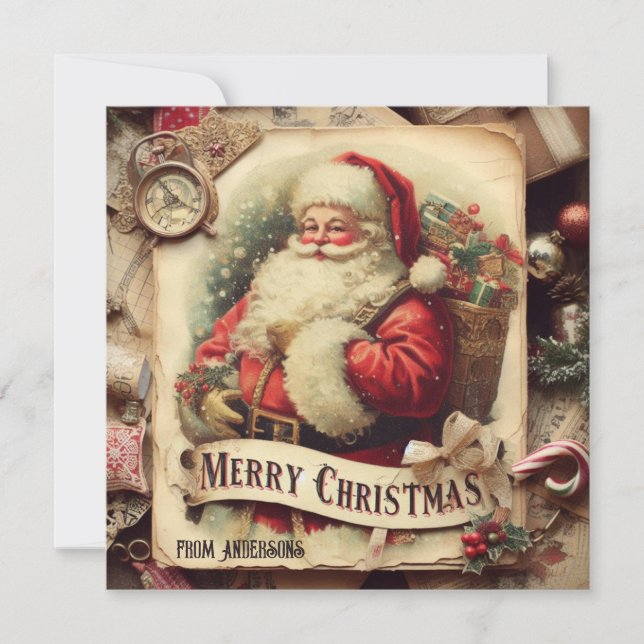 Cartes Pour Fêtes Annuelles Illustration classique moderne Père Noël (Devant)