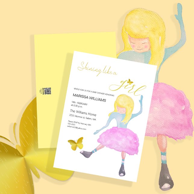 Cartes Pour Fêtes Annuelles Illustration d'aquarelle brillante comme une fille (Créateur téléchargé)
