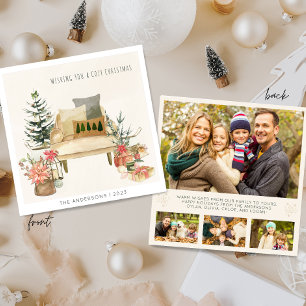 Cartes Pour Fêtes Annuelles Illustration d'aquarelle minimaliste moderne 4 pho