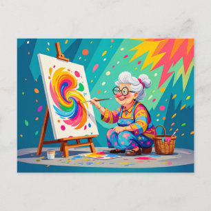 Cartes Pour Fêtes Annuelles Illustration d'art de grand-mère peignant