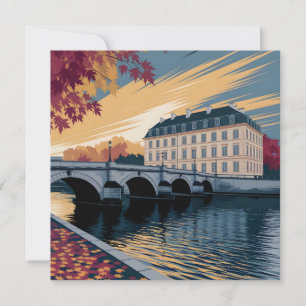 Cartes Pour Fêtes Annuelles Illustration d'art de ville européenne au bord de 