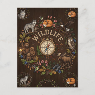 Cartes Pour Fêtes Annuelles "Illustration d'aventure forestière faunique"