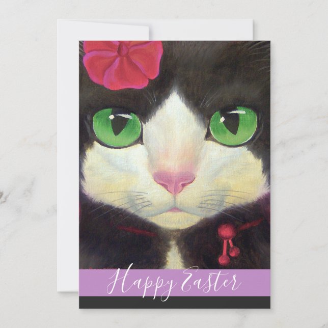 Cartes Pour Fêtes Annuelles Illustration de chats violets de chaton de Pâques (Devant)