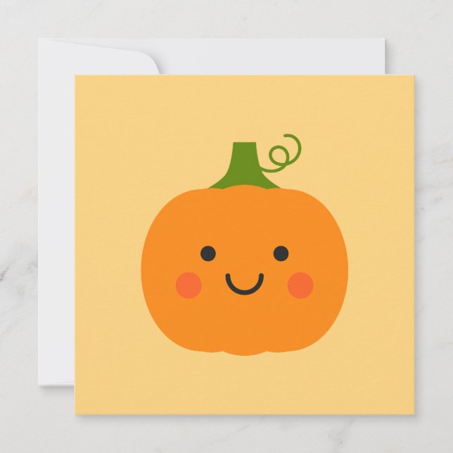 Cartes Pour Fêtes Annuelles Illustration de citrouille souriante mignonne (Devant)