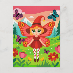 Cartes Pour Fêtes Annuelles Illustration de fée papillon dans une forêt fantai