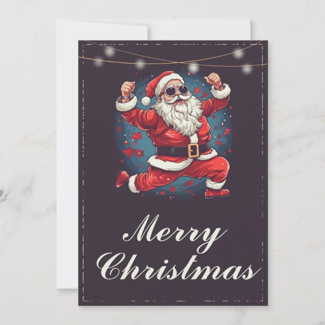 Cartes Pour Fêtes Annuelles Illustration de la danse cool du Père Noël (Devant)