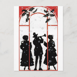 Cartes Pour Fêtes Annuelles Illustration de la silhouette des chanteurs de Noë