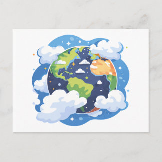 Cartes Pour Fêtes Annuelles Illustration de la Terre avec des nuages dans l'es