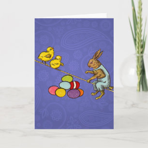 Cartes Pour Fêtes Annuelles Illustration des oeufs de poulets lapins de Pâques