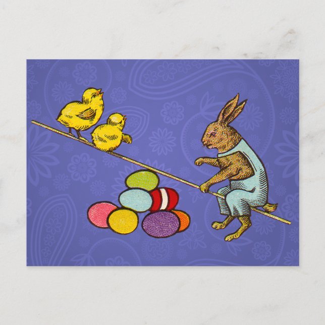 Cartes Pour Fêtes Annuelles Illustration des oeufs de poulets lapins de Pâques (Devant)
