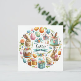 Cartes Pour Fêtes Annuelles Illustration du lapin de Pâques mignon