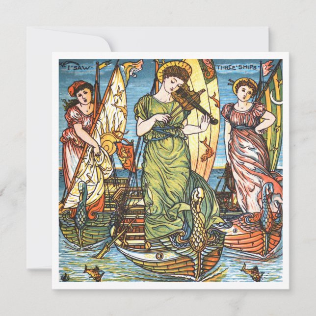 Cartes Pour Fêtes Annuelles Illustration du livre J'ai vu trois navires Chanso (Devant)