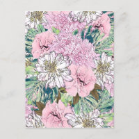 Illustration florale mignonne rose et blanc