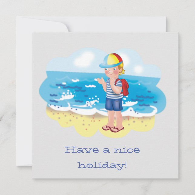 Cartes Pour Fêtes Annuelles Illustration - Garçon sur la plage (Devant)