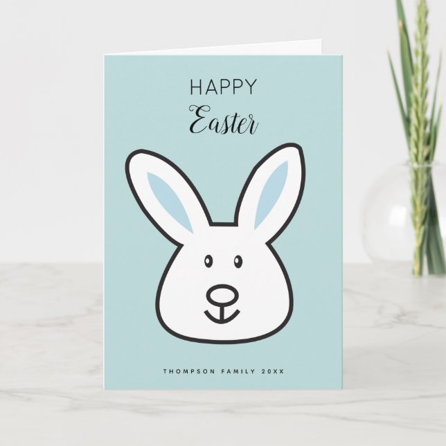 Cartes Pour Fêtes Annuelles Illustration Pastel Blue Cute Bunny de Pâques (Devant)