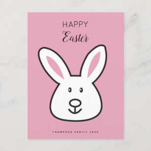 Cartes Pour Fêtes Annuelles Illustration Pastel Pink Cute Bunny Pâques