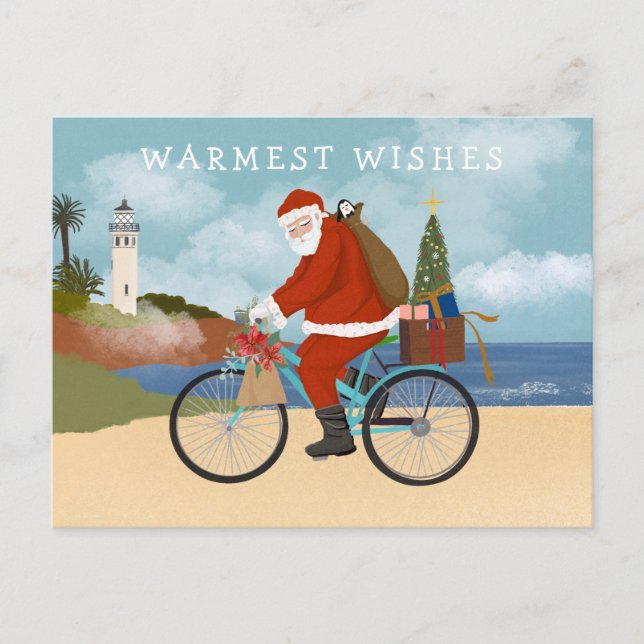 Cartes Pour Fêtes Annuelles Illustration Père Noël équitation un Vacances d'ét (Devant)