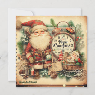 Cartes Pour Fêtes Annuelles Illustration rétro vintage tendance Santa Claus