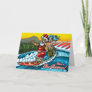 Cartes Pour Fêtes Annuelles Illustration surfante hawaïenne de Père Noël de