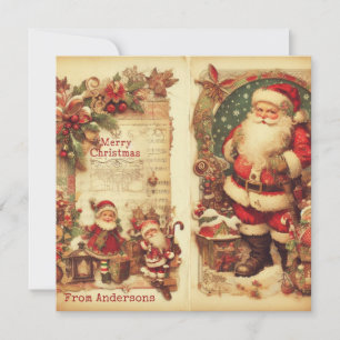 Cartes Pour Fêtes Annuelles Illustration traditionnelle classique rétro Santa 