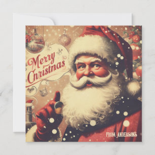 Cartes Pour Fêtes Annuelles Illustration traditionnelle classique rétro Santa 