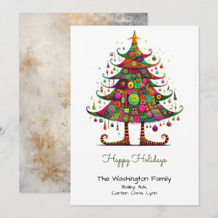 Cartes Pour Fêtes Annuelles Illustration Wacky Christmas Tree