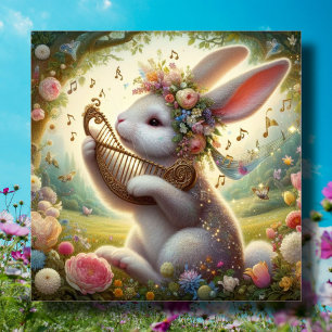 Cartes Pour Fêtes Annuelles Imaginaire Art Nouveau Fleurs de lapin de bois Pâq