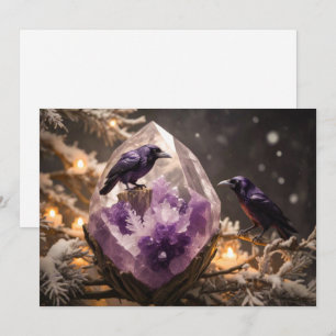 Cartes Pour Fêtes Annuelles Imaginaire en cristal d'Améthyste - Crows Ravens N