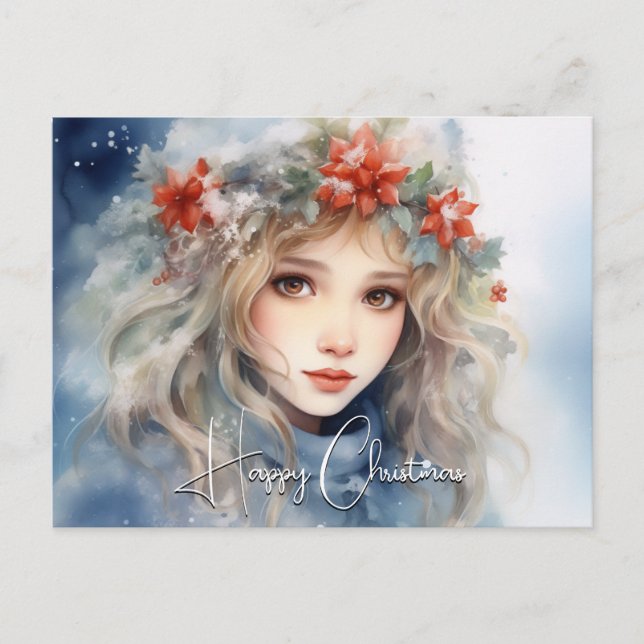 Cartes Pour Fêtes Annuelles Imaginaire Fée d'hiver Noël (Devant)