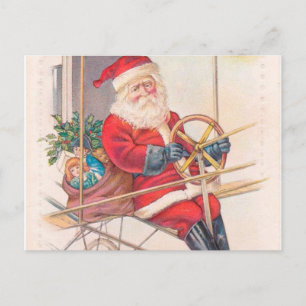 Cartes Pour Fêtes Annuelles Imaginaire vintage Père Noël Airship
