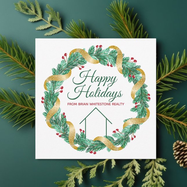 Cartes Pour Fêtes Annuelles Immobilier Entreprise Noël Élégant Personnalisé (Créateur téléchargé)