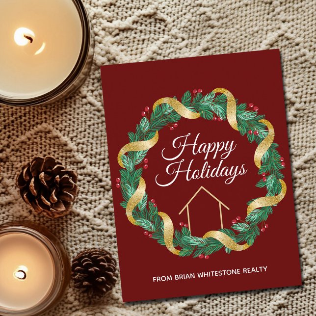 Cartes Pour Fêtes Annuelles Immobilier Entreprise Noël Elégant Personnalisé Ro (Créateur téléchargé)