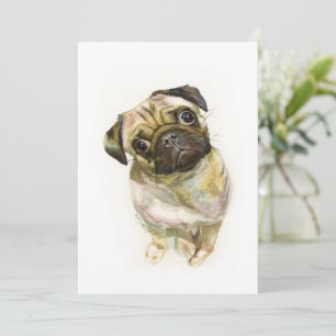 Cartes Pour Fêtes Annuelles Impression carlin face Chien de Carlin mignon