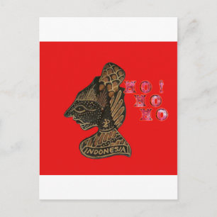 Cartes Pour Fêtes Annuelles Indonési Marionnette Hohoho Design sur Toile Rouge