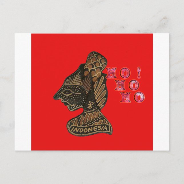 Cartes Pour Fêtes Annuelles Indonesi Shadow Puppet Hohoho Design sur toile rou (Devant)