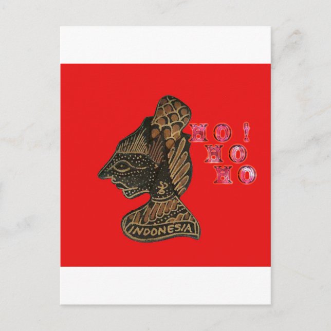 Cartes Pour Fêtes Annuelles Indonesi Shadow Puppet Hohoho Design sur toile rou (Devant)