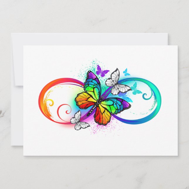 Cartes Pour Fêtes Annuelles Infini brillant avec papillon arc-en-ciel (Devant)