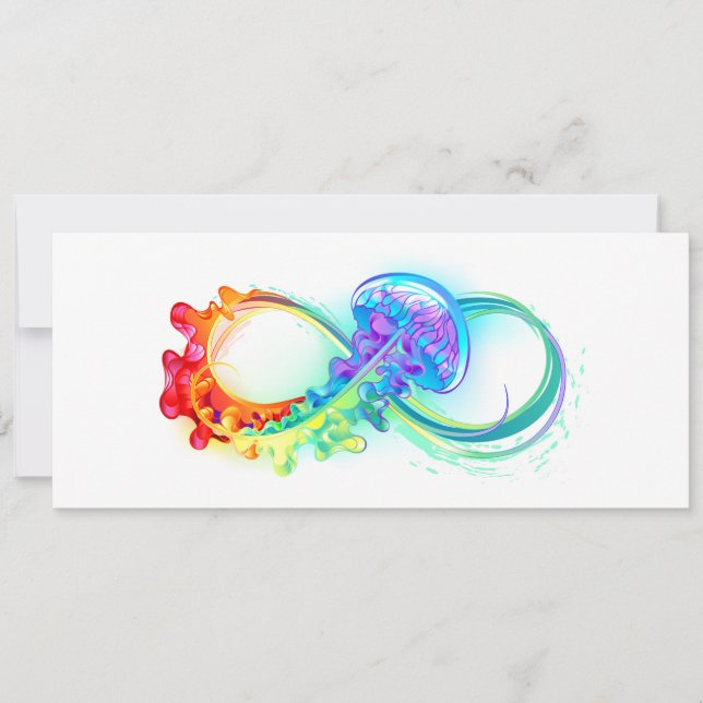Cartes Pour Fêtes Annuelles Infinity avec Rainbow Jellyfish (Devant)