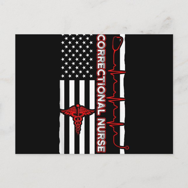 Cartes Pour Fêtes Annuelles Infirmière correctionnelle USA Drapeau Infirmière  (Devant)