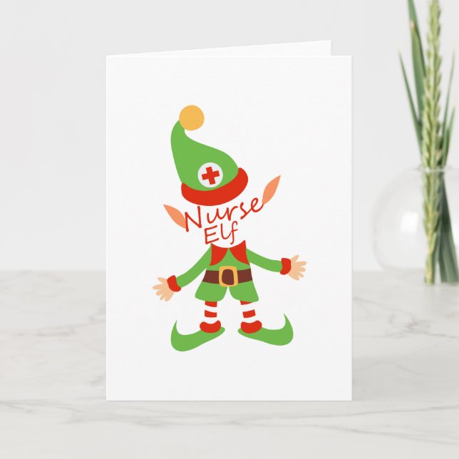 Cartes Pour Fêtes Annuelles Infirmière Elfe Noël Cadeaux de soins infirmiers (Devant)