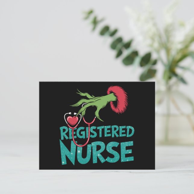 Cartes Pour Fêtes Annuelles Infirmière inscrite Stethoscope Père Noël Elf Chri (Debout devant)