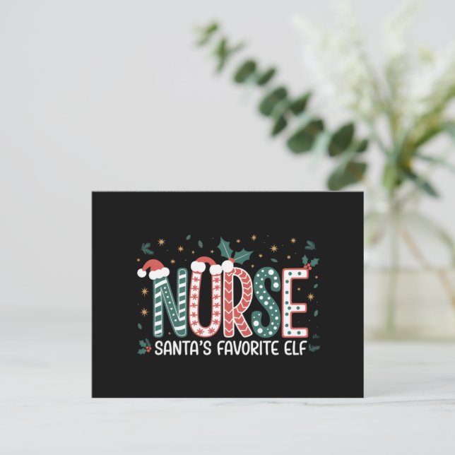 Cartes Pour Fêtes Annuelles Infirmière Père Noël Favori Elf Noël Inspirationne (Debout devant)