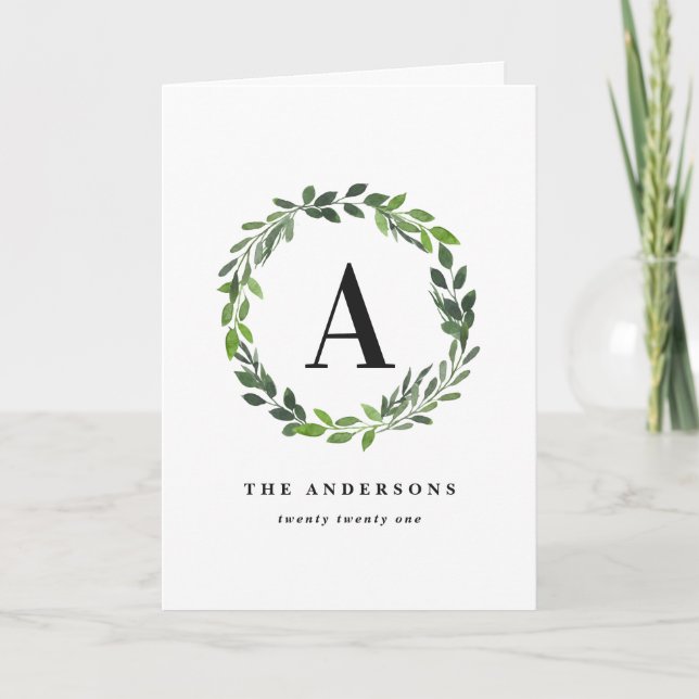 Cartes Pour Fêtes Annuelles Initiale/monogramme de photo de guirlande (Devant)