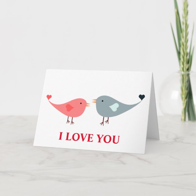Cartes Pour Fêtes Annuelles Inséparables Arrière - plan Je t'aime (Devant)
