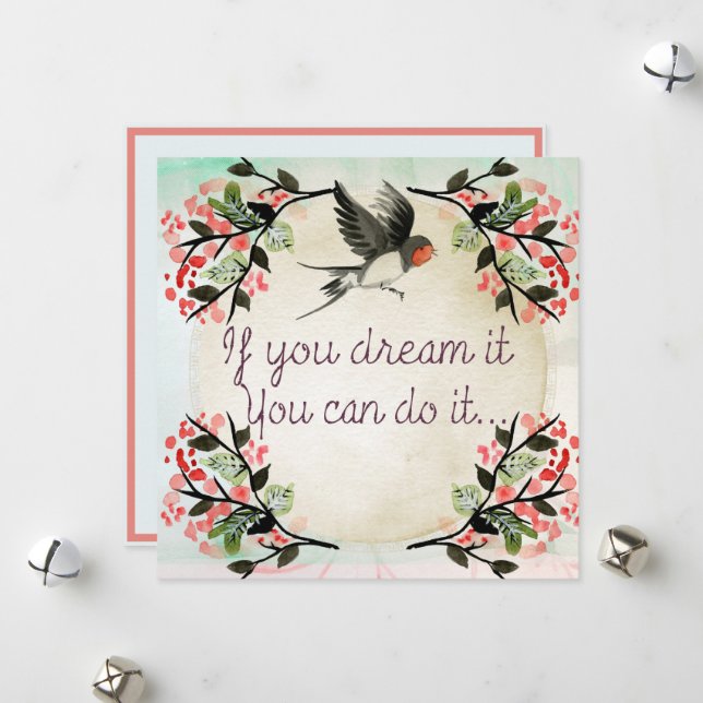 Cartes Pour Fêtes Annuelles Inspirationnel Si Vous Rêvez L'Aquarelle (Devant/Arrière en situation)