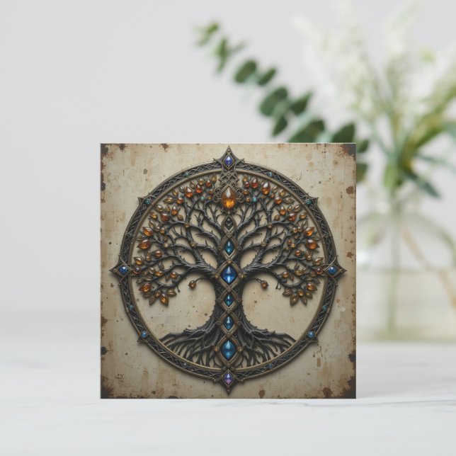 Cartes Pour Fêtes Annuelles Instant Download Celtic Tree Greeting Card (Debout devant)