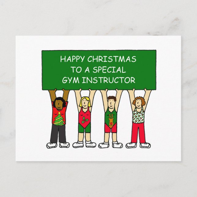 Cartes Pour Fêtes Annuelles Instructeur de gym Joyeux Noël (Devant)