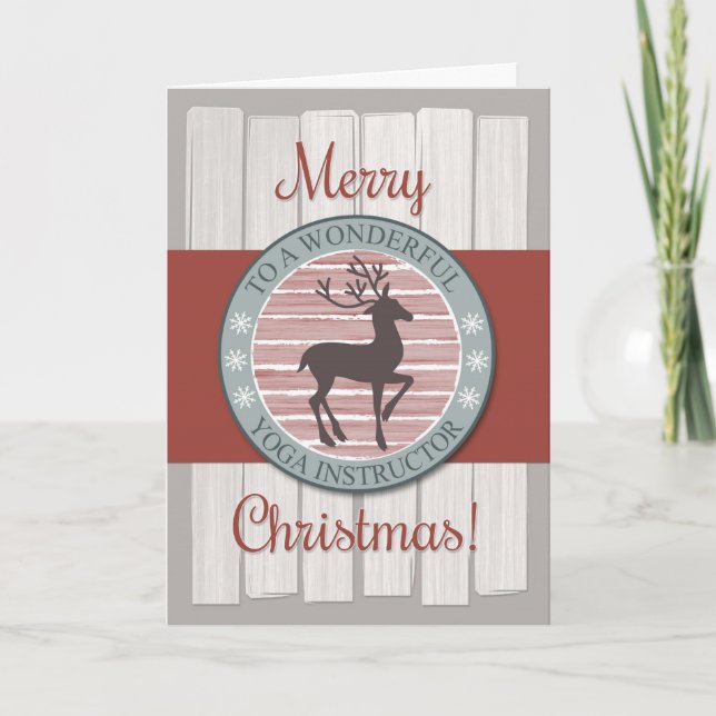 Cartes Pour Fêtes Annuelles Instructeur de Yoga de Noël avec rennes rustiques (Devant)