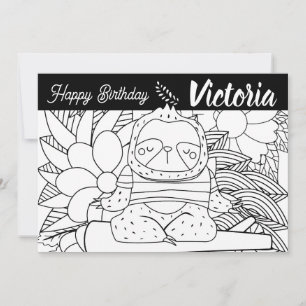 Cartes Pour Fêtes Annuelles Instructeur de yoga Sloth Anniversaire Coloration 